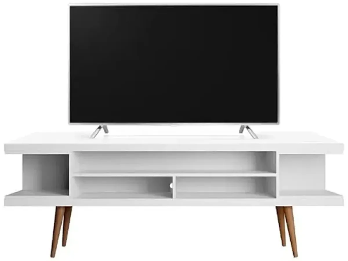 Manhattan Comfort Utopia 70.47" Freestanding Entertainment Center for Living Room, Mid Century Modern TV Stand with Shelves, Storage and Media Holes, Fits 65" Screens, White
