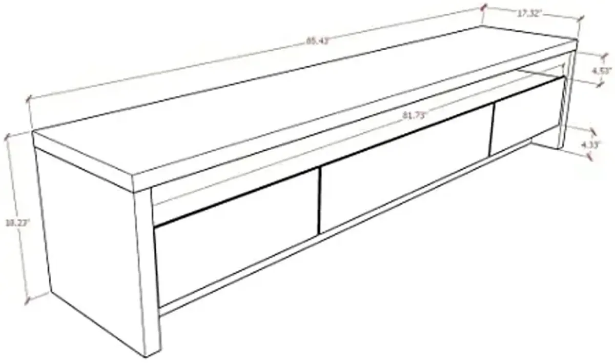 Manhattan Comfort Sylvan TV Stand with 3-Drawers with Open Shelving, 70.86 Inch, Maple Cream