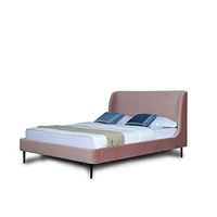 Manhattan Comfort Heather Full-Size Bed in Velvet Blush and Black Legs