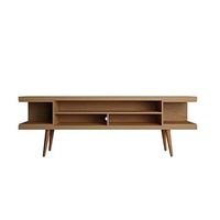Manhattan Comfort Utopia 70.47" TV Stand with Splayed Wooden Legs and 4 Shelves, Maple Cream