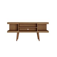Manhattan Comfort Utopia Collection Mid Century Modern TV Stand Shelves and Open Cubbies, 53.14 Inches, Maple Cream