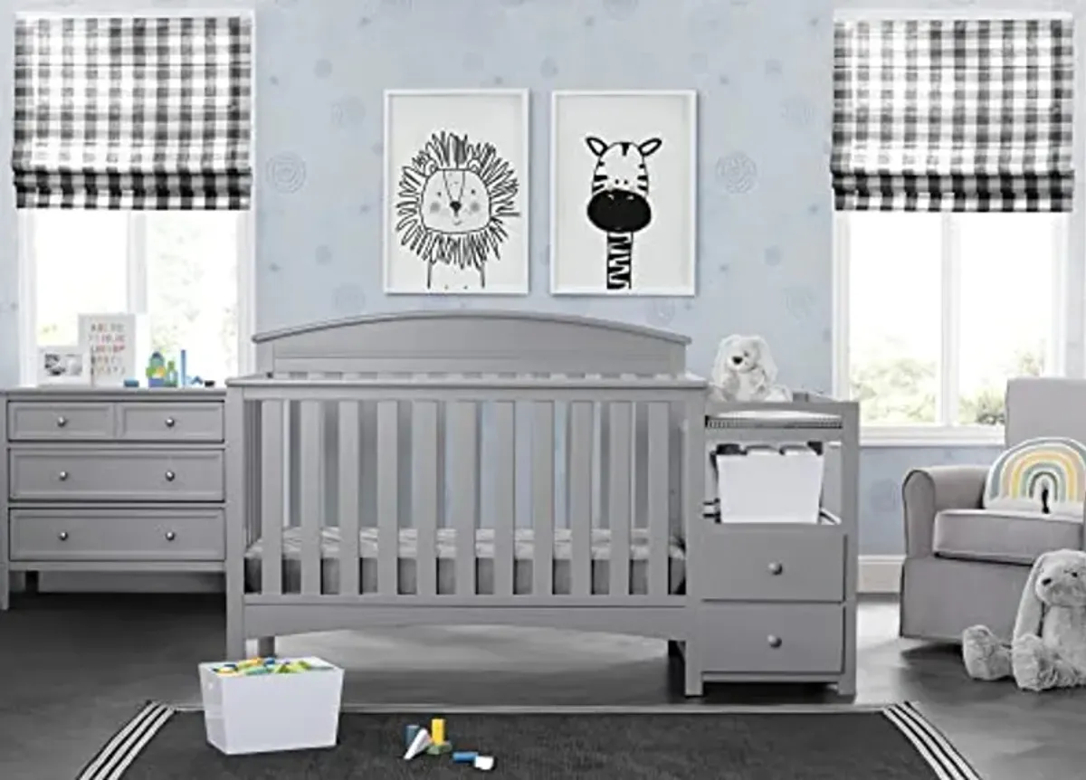 Delta Children Abby Convertible Crib 'N' Changer + Changing Pad and Cover [Bundle], Grey