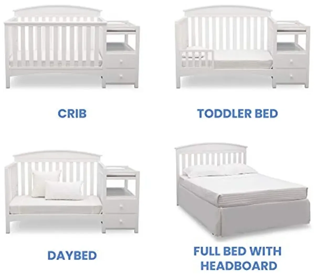 Delta Children Abby Convertible Crib 'N' Changer + Changing Pad and Cover [Bundle], Bianca