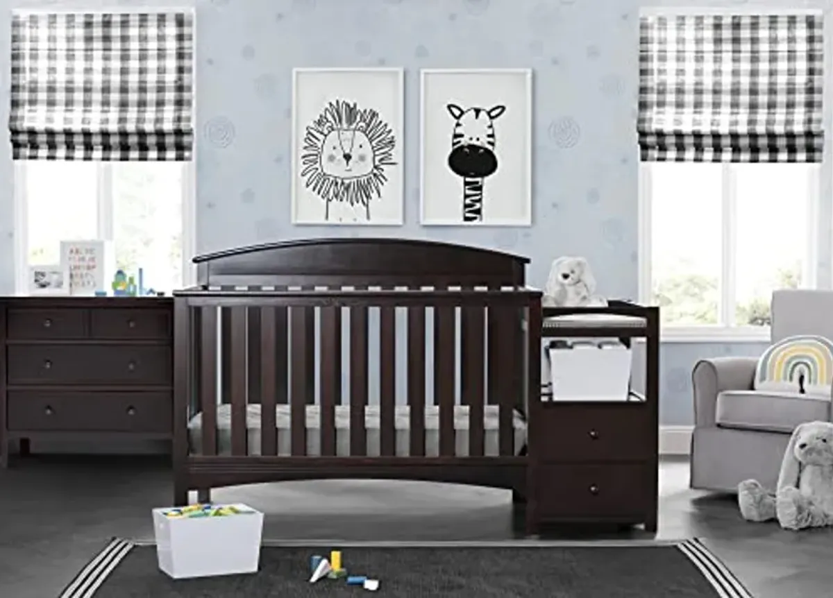 Delta Children Abby Convertible Crib 'N' Changer + Changing Pad and Cover [Bundle], Dark Chocolate