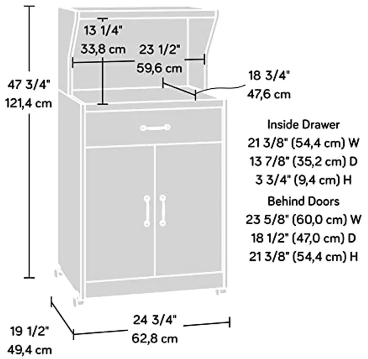 Sauder Microwave/Kitchen Cart, Modern Grey Finish