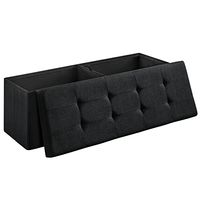SONGMICS 43 Inches Folding Storage Ottoman Bench, Storage Chest, Foot Rest Stool, Bedroom Bench with Storage, Black ULSF077B01
