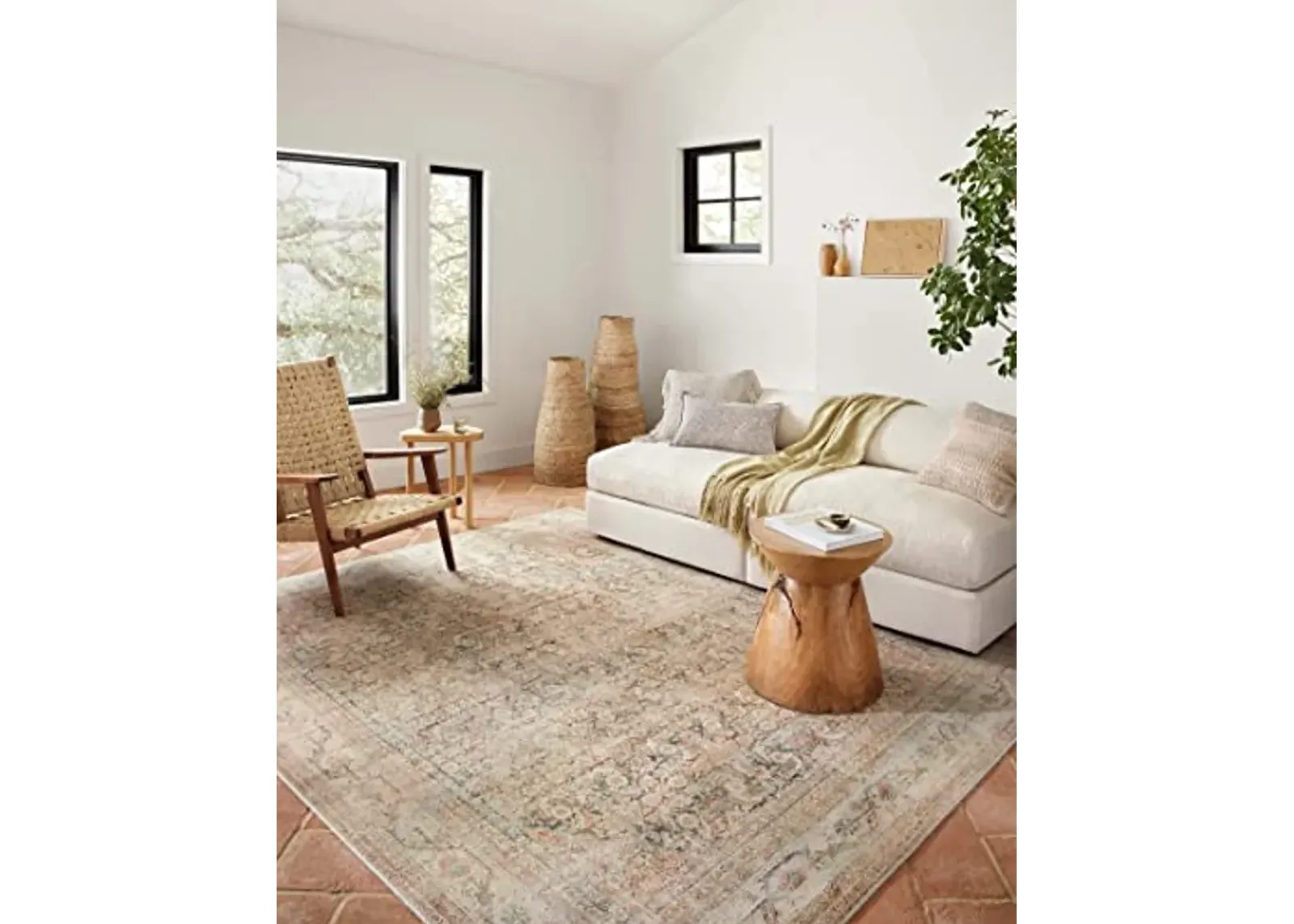 Loloi II Adrian Collection ADR-01 Accent Rug 3'-6" x 5'-6" Natural/Apricot Rectangular 0.19" Thick