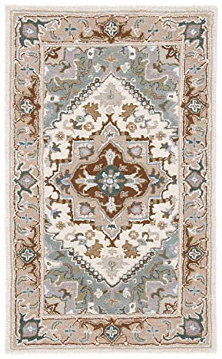 SAFAVIEH Heritage Collection 2' x 3' Ivory/Light Blue HG625L Handmade Traditional Oriental Premium Wool Entryway Living Room Foyer Bedroom Kitchen Accent Rug
