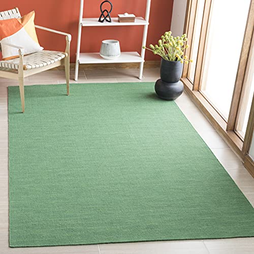 Safavieh Kilim Collection 8' x 10' Green KLM850Y Handmade Casual Solid Premium Wool Living Room Dining Bedroom Area Rug