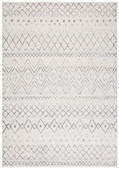 Safavieh Madison Collection 2'3" x 4' Ivory/Charcoal MAD798D Moroccan Boho Distressed Non-Shedding Entryway Living Room Foyer Bedroom Kitchen Accent Rug