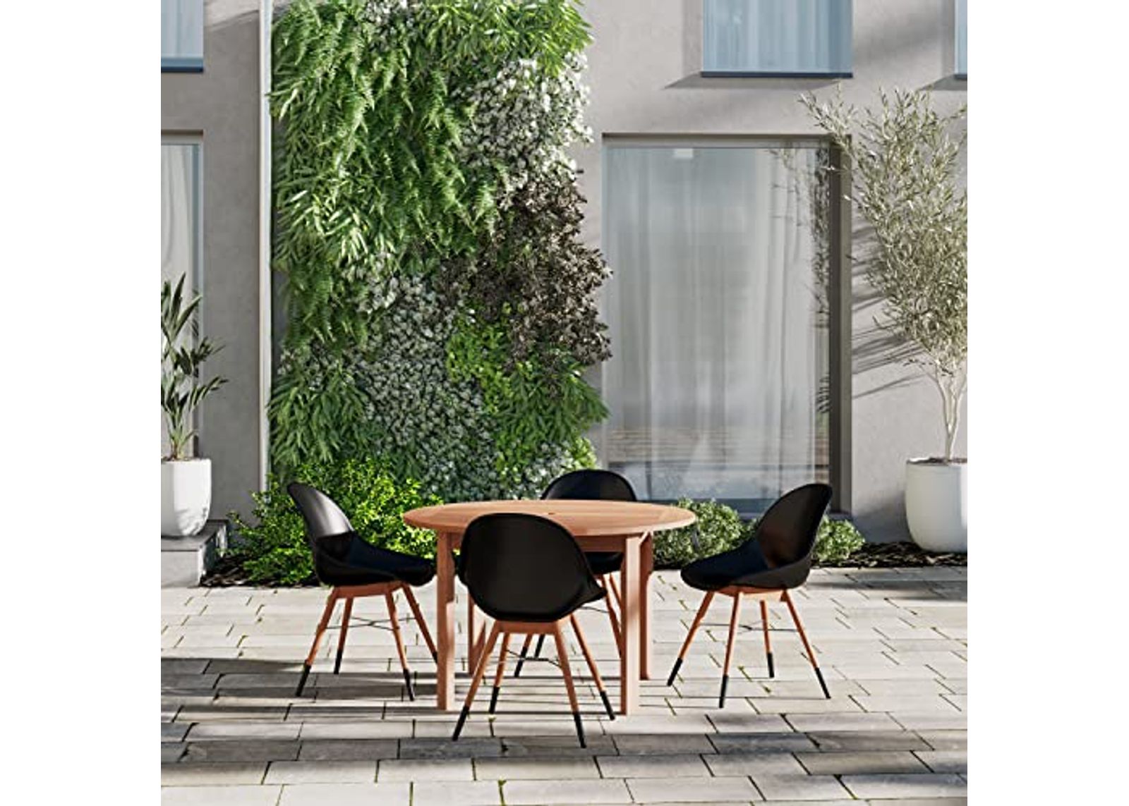 Amazonia Round Cannes Patio Dining Set, Black