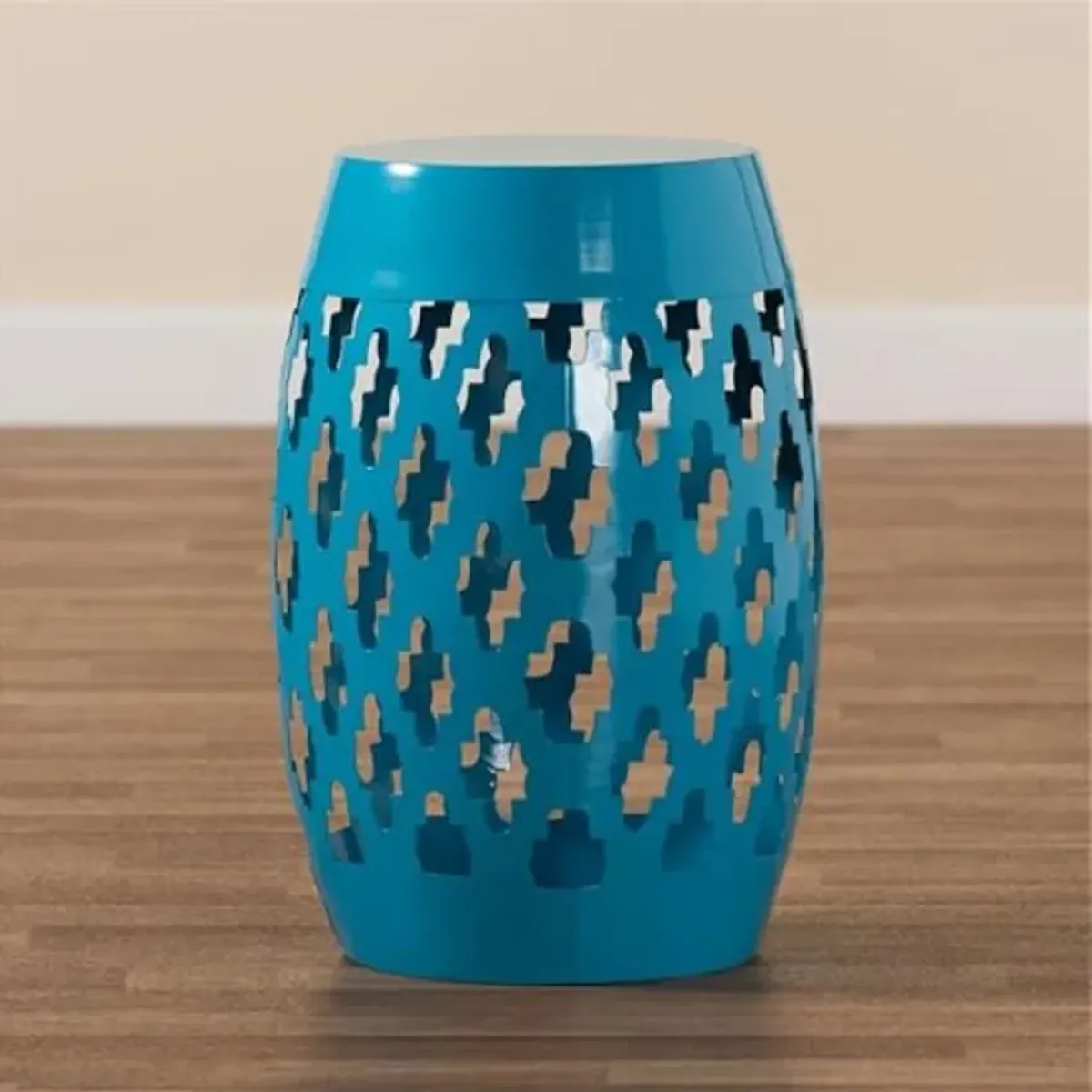 Baxton Studio Branson Modern and Contemporary Blue Finished Metal Outdoor Side Table