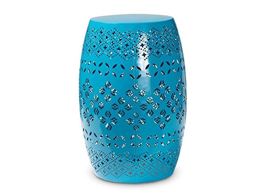 Baxton Studio Lavinia Blue Finished Metal Outdoor Side Table