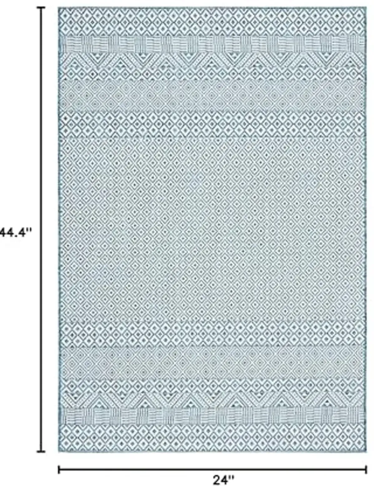 SAFAVIEH Courtyard Collection 2' x 3'7" Ivory/Aqua CY8235 Moroccan Boho Indoor/ Outside Waterproof Easy cleansingPatio Backyard Mudroom Accent Mat