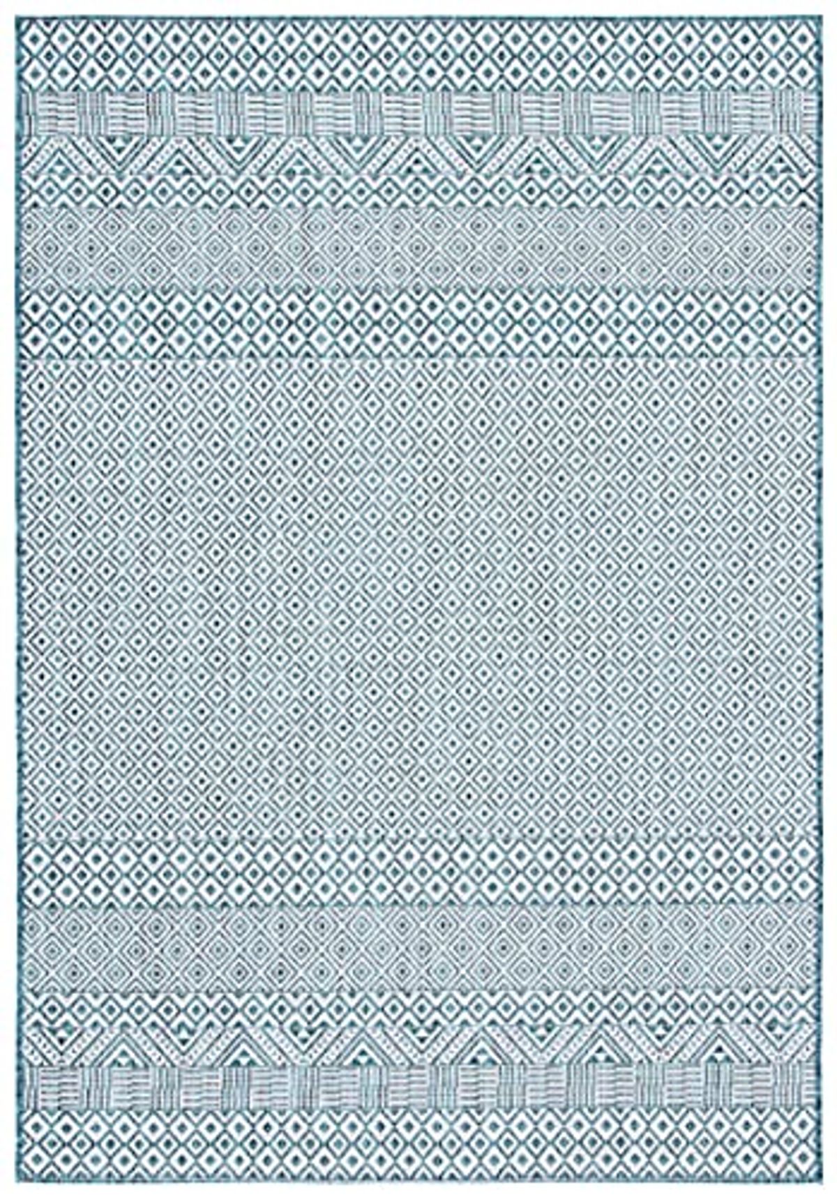 SAFAVIEH Courtyard Collection 2' x 3'7" Ivory/Aqua CY8235 Moroccan Boho Indoor/ Outside Waterproof Easy cleansingPatio Backyard Mudroom Accent Mat