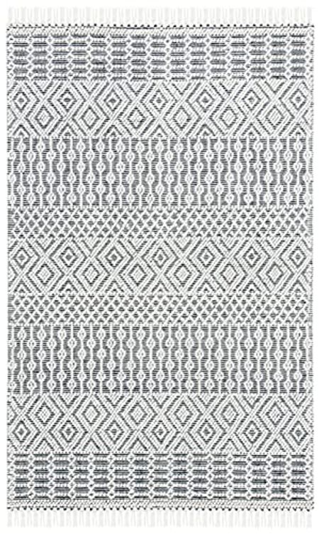 SAFAVIEH Natura Collection 2'3" x 4' Ivory/Black NAT852Z Handmade Contemporary Moroccan Boho Rustic Fringe Premium Wool Entryway Living Room Foyer Bedroom Kitchen Accent Rug