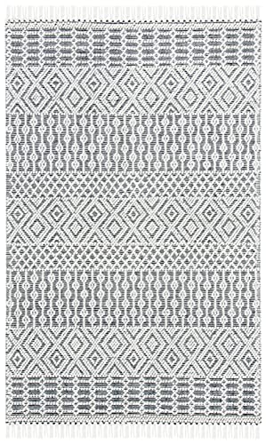 SAFAVIEH Natura Collection 2'3" x 4' Ivory/Black NAT852Z Handmade Contemporary Moroccan Boho Rustic Fringe Premium Wool Entryway Living Room Foyer Bedroom Kitchen Accent Rug