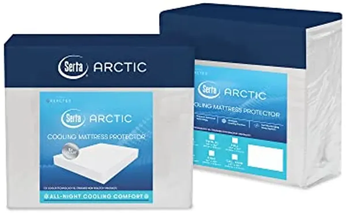 Serta Arctic 5X Cooling Waterproof Mattress Protector Powered by REACTEX, Twin, White