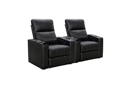 Abbyson Living Rider Power Recliner with 1 Table, Black (Set of 2)