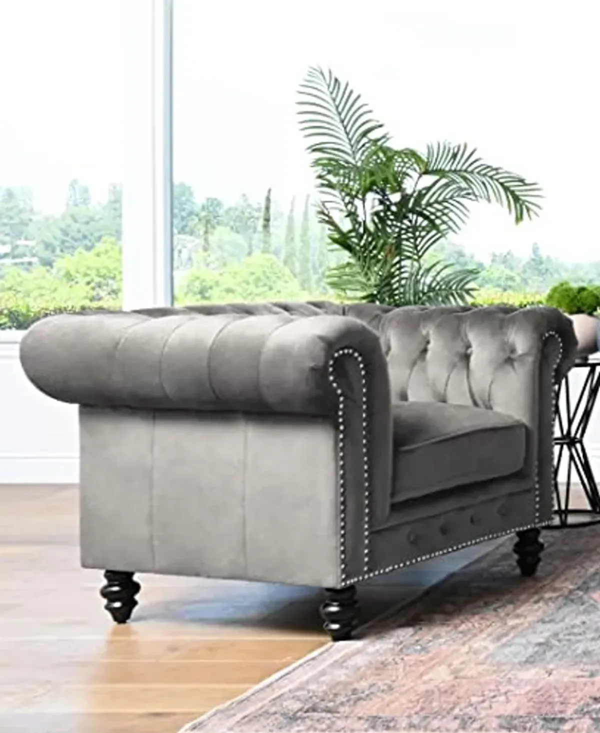 Abbyson Living Grand Chesterfield Armchair, Gray