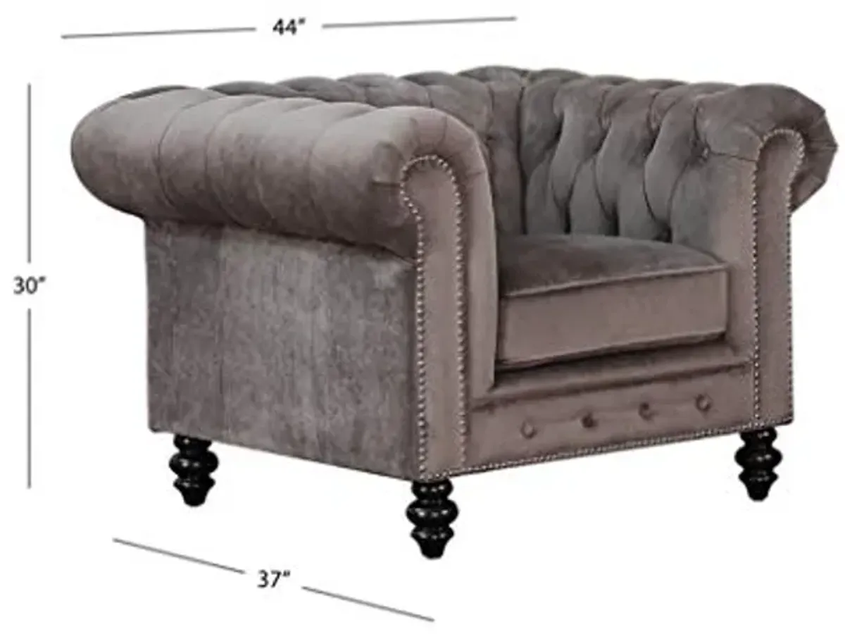 Abbyson Living Grand Chesterfield Armchair, Gray