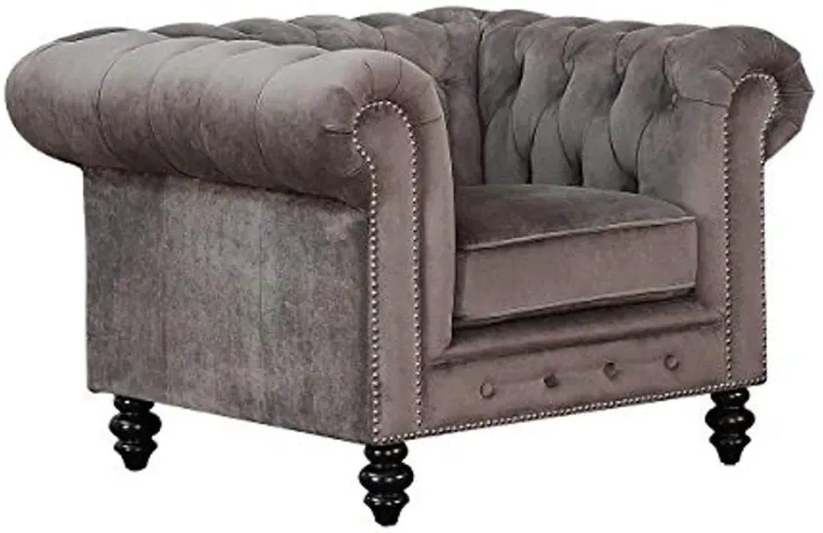 Abbyson Living Grand Chesterfield Armchair, Gray