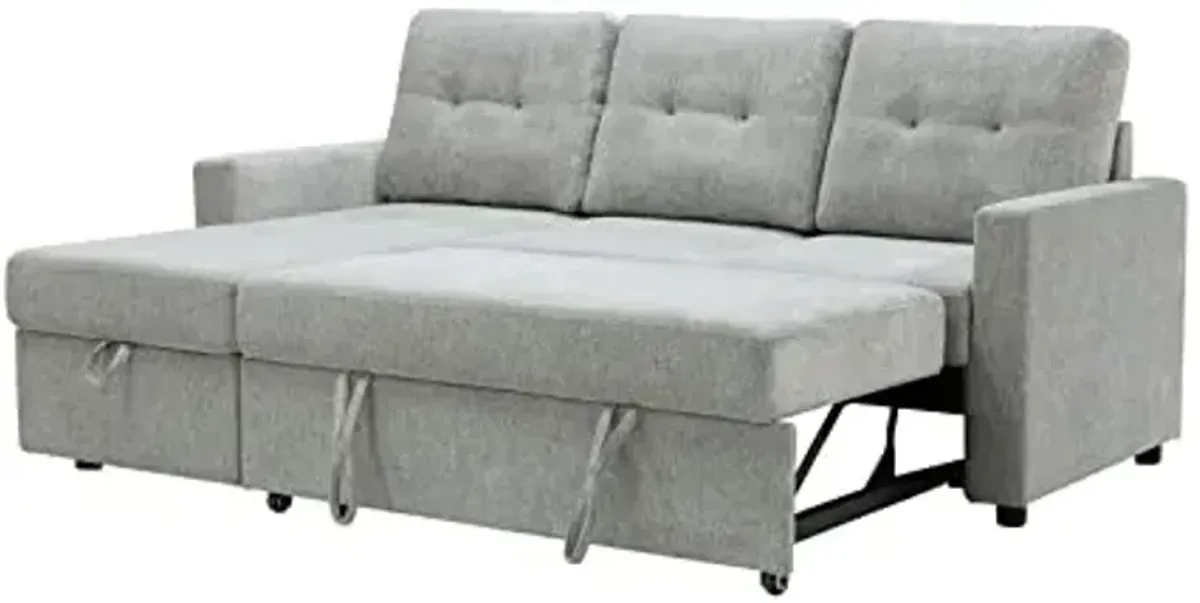 Abbyson Living Kylie Storage Sofa Bed Reversible Sectional, Light Gray