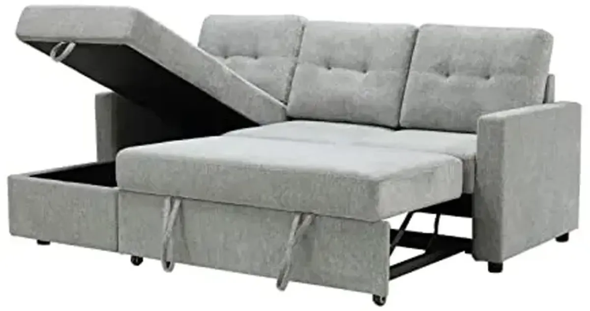 Abbyson Living Kylie Storage Sofa Bed Reversible Sectional, Light Gray