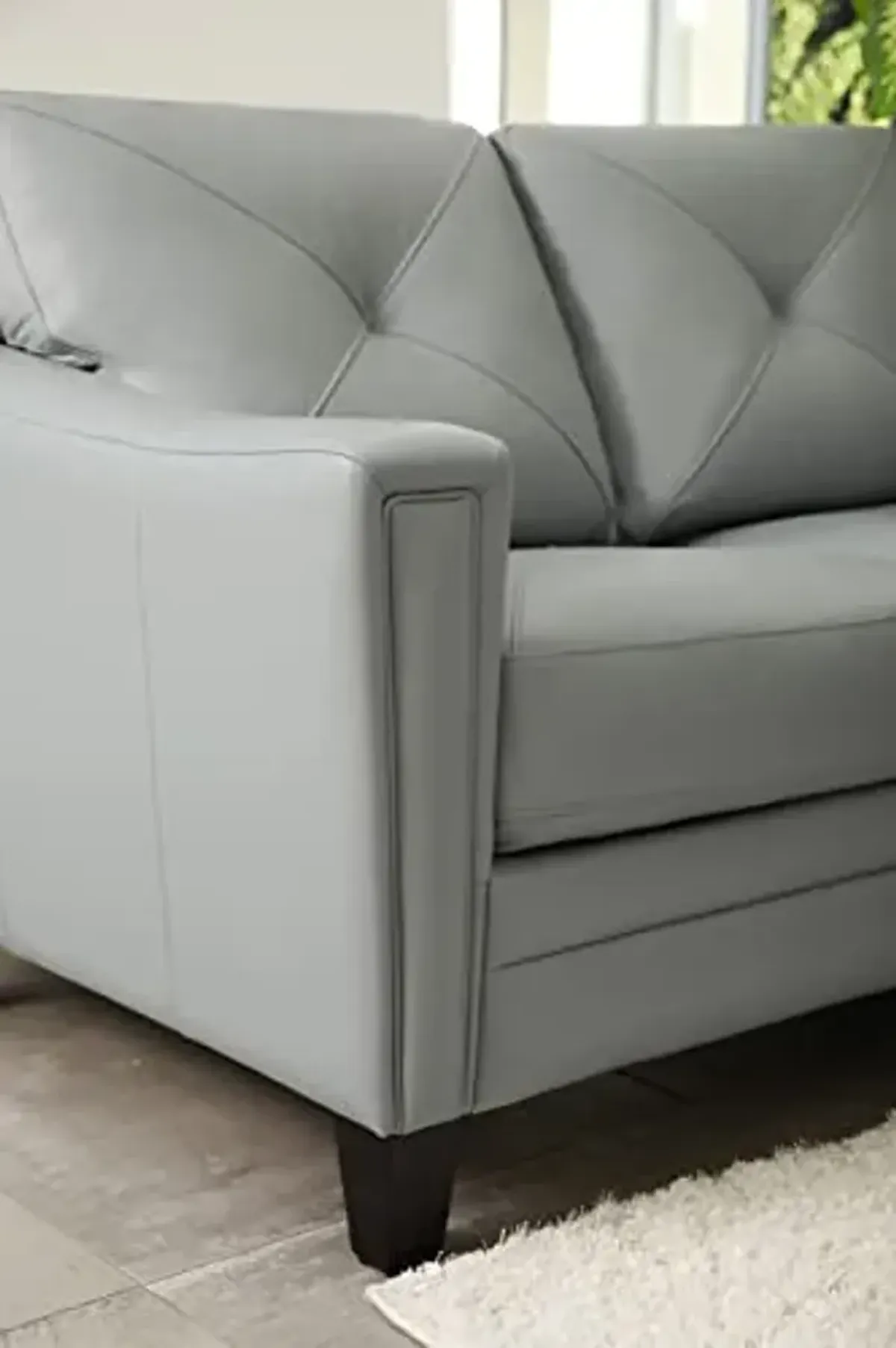 Abbyson Living Atmore Top Grain Leather Loveseat, Gray