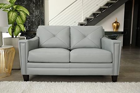 Abbyson Living Atmore Top Grain Leather Loveseat, Gray