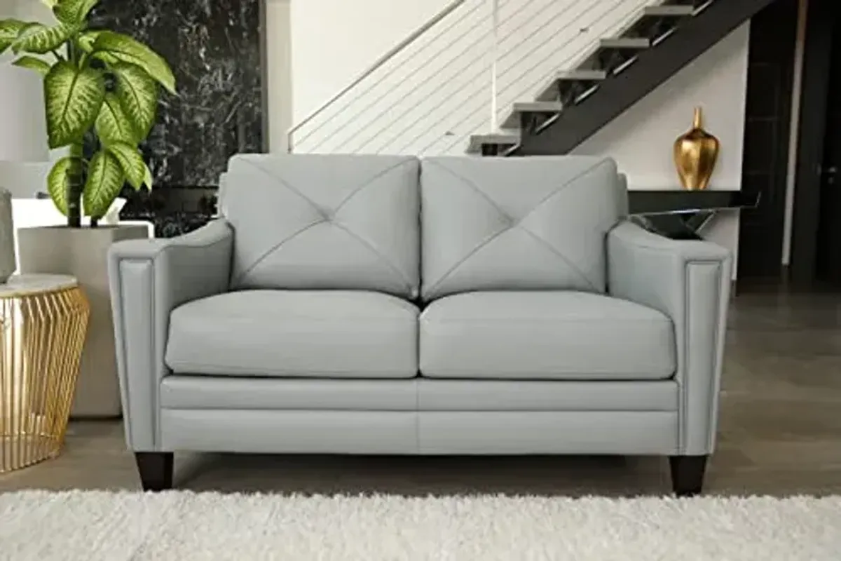 Abbyson Living Atmore Top Grain Leather Loveseat, Gray