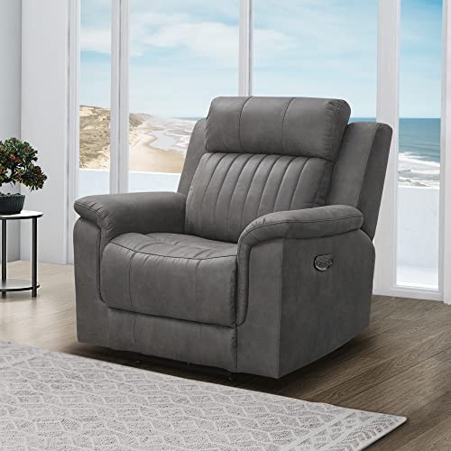 Abbyson Living Garcelle Fabric Power Recliner with Power Headrest, Gray