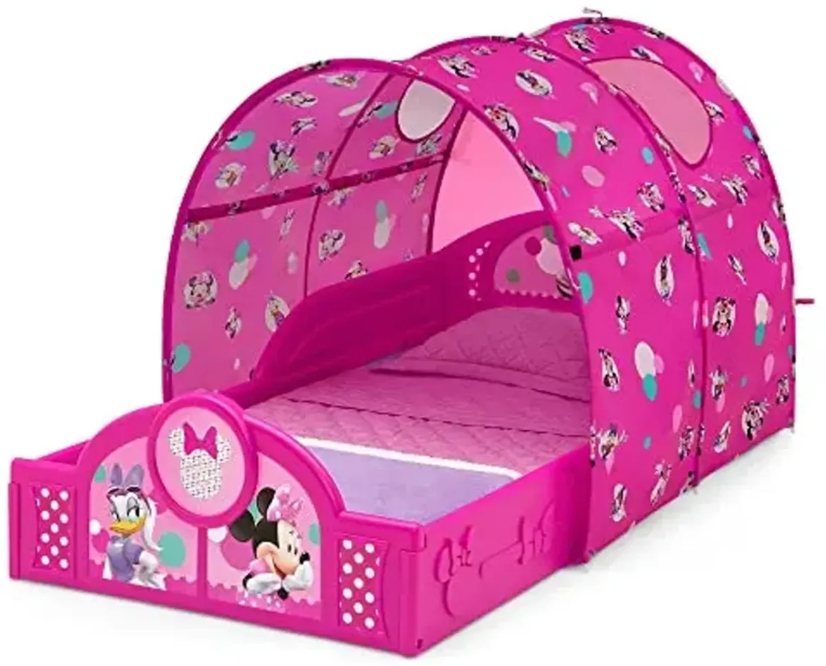 Delta Children - Disney Minnie Mouse Plastic Sleep and Play Toddler Bed with Tent, Pink
