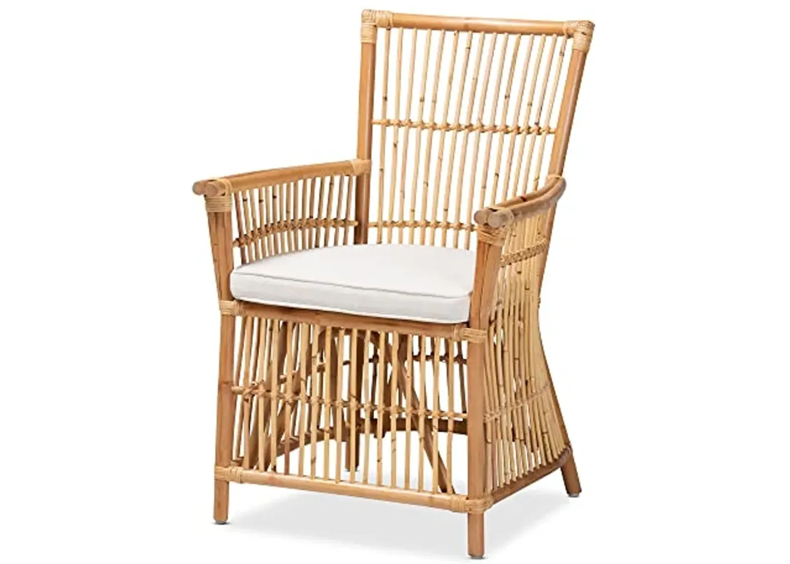 Baxton Studio Rose Natural Rattan Armchair, Light Honey