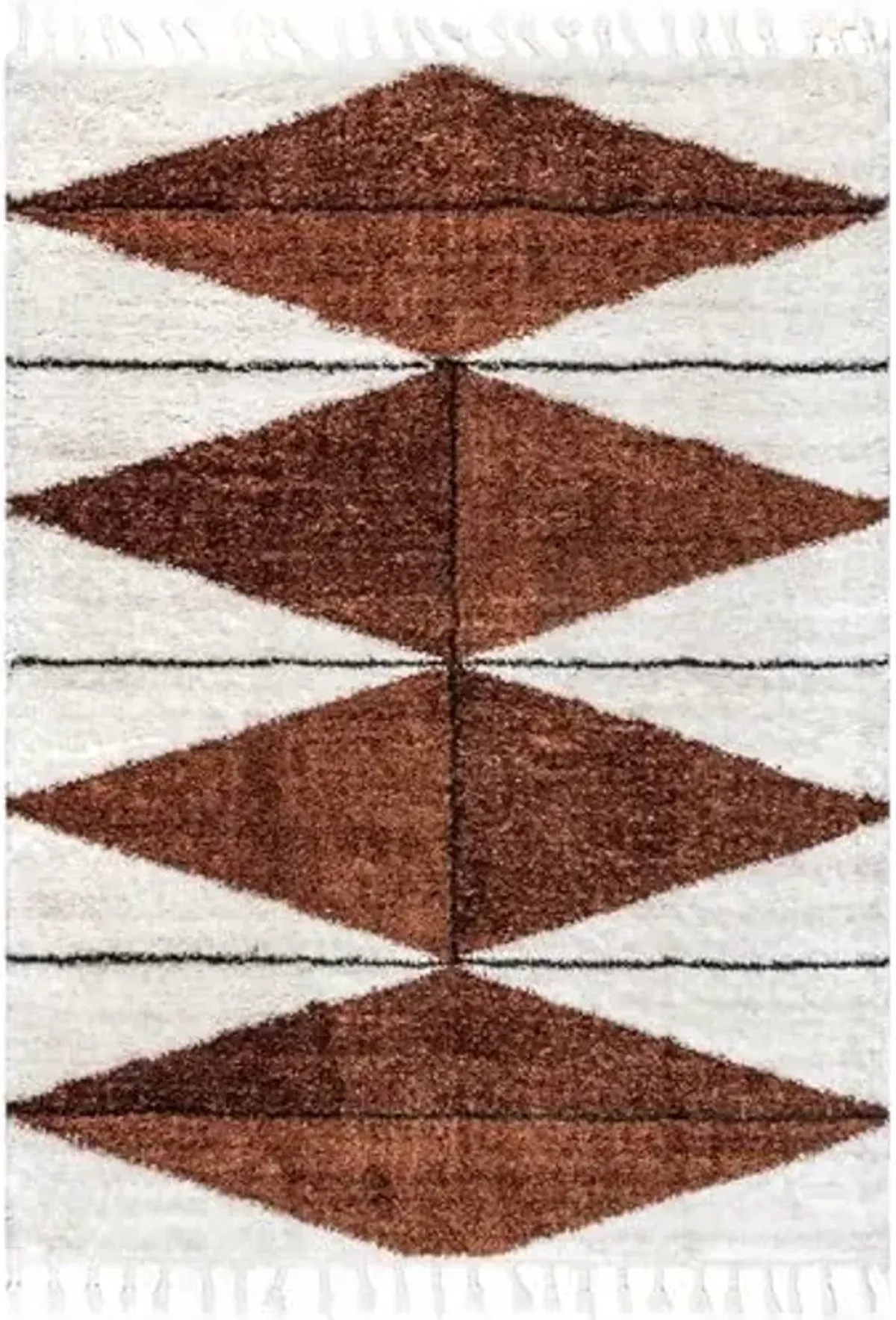 nuLOOM Kali Rust/Ivory, 7'10" x 10', Tribal Abstract, Shag, Soft and Plush, High Traffic, Stain Resistant, Easy Clean, Durable Area Rug for Bedroom, Living Room, Dining Space, Den, Foyer, Entryway