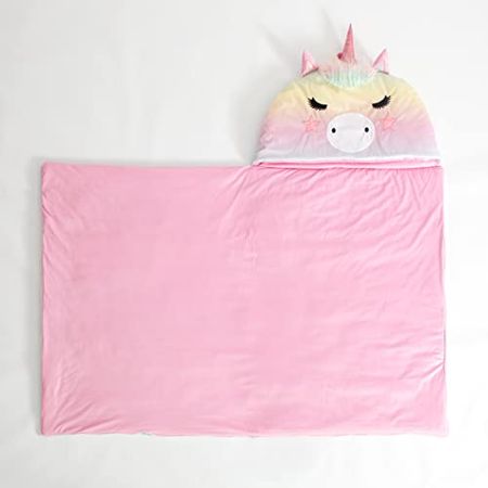 Heritage Kids Figural Unicorn Soft Plush Hooded Sleeping Bag,30”W x 54”L