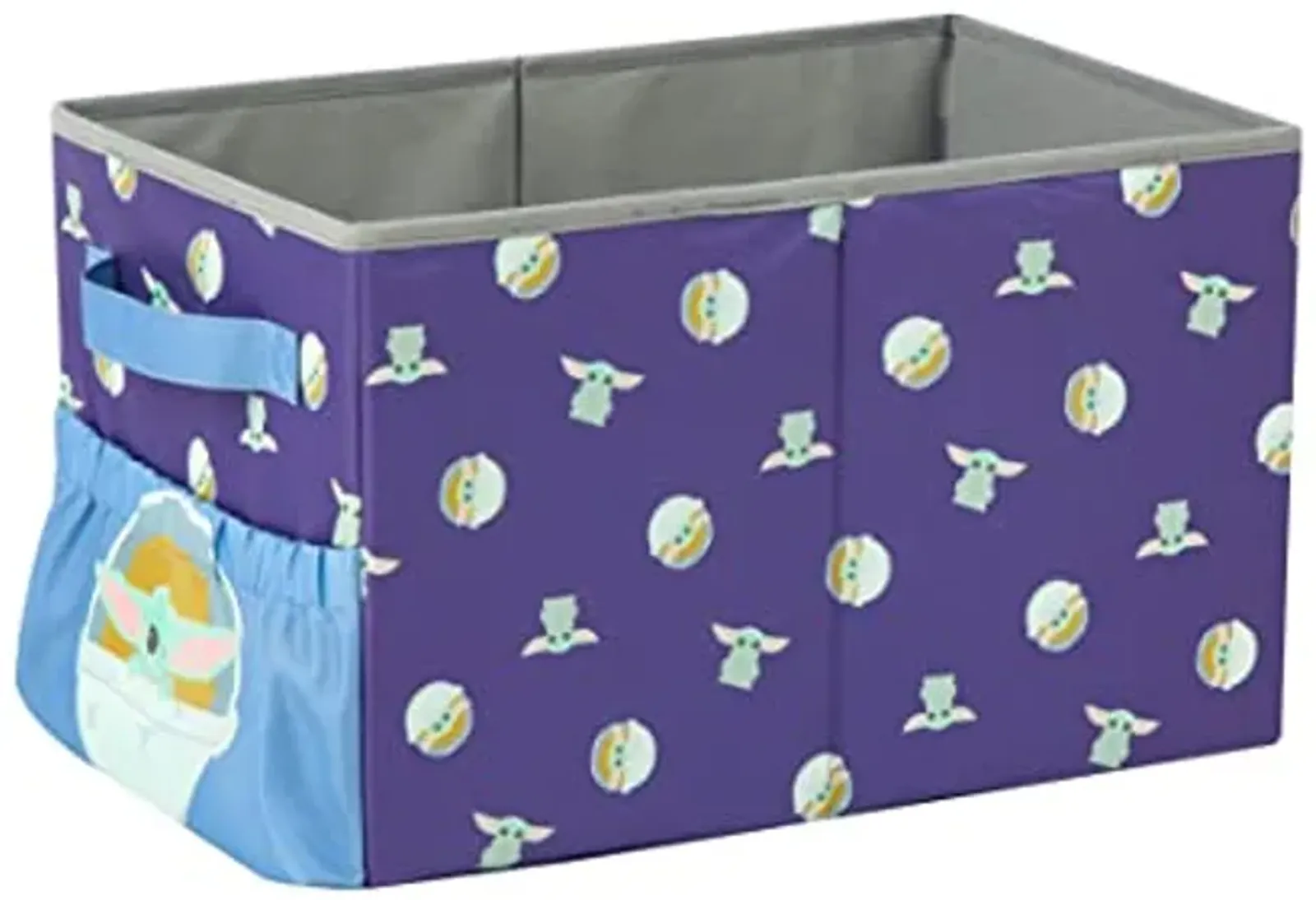 Star Wars Grogu AKA The Child Kids Collapsible Storage Organizer Bin with Front Pocket,9" H x 10" W x 15" L