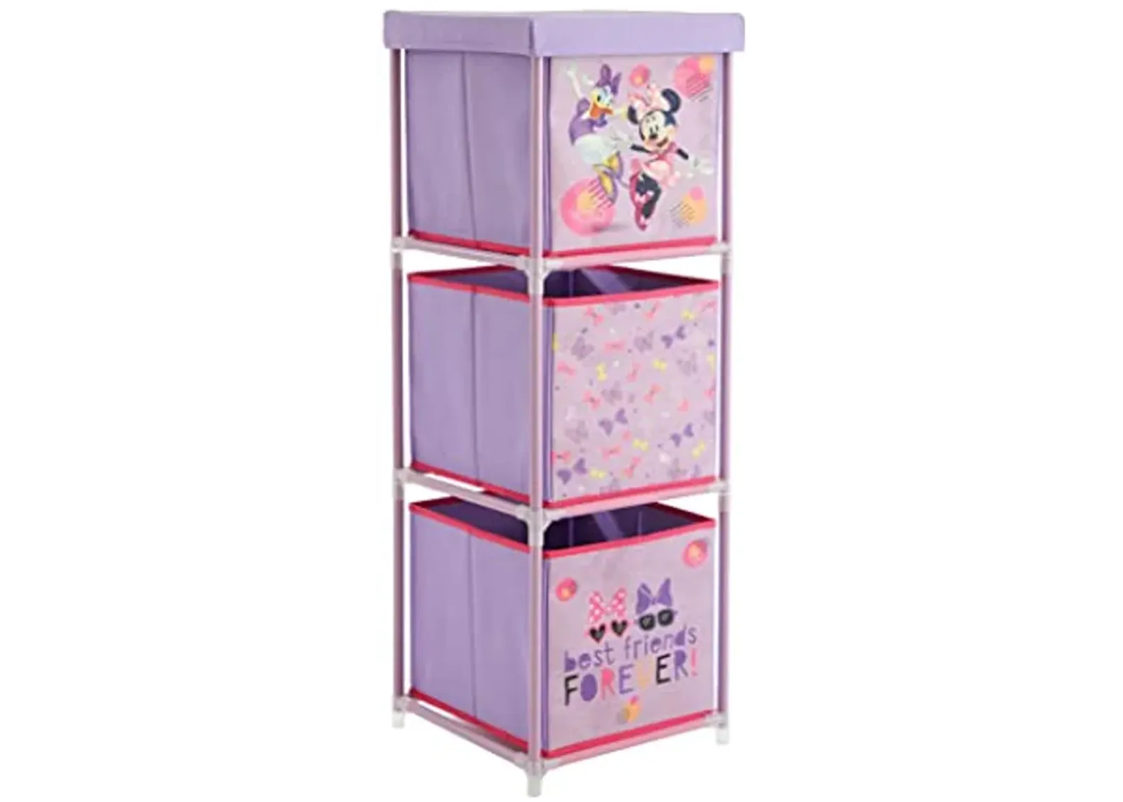 Idea Nuova Disney Minnie Mouse 3 Tier Fabric Storage Organizer with 3 Cubes and Removable Lid