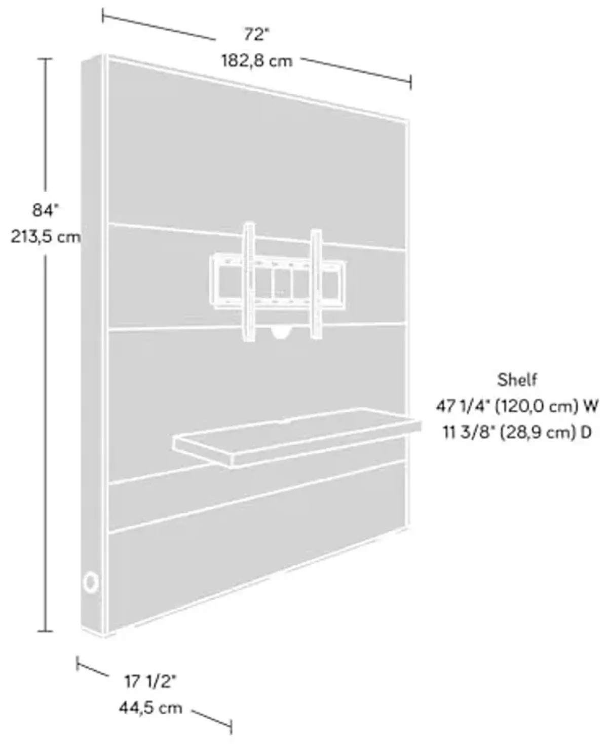 Sauder Cannery Bridge Entertainment Wall, for TVs up to 70", Lintel Oak Finish