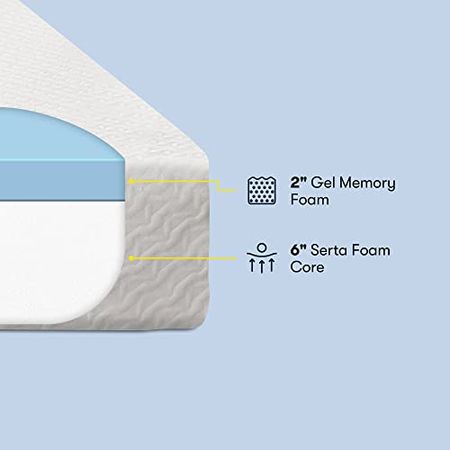 Serta - 8 inch Cooling Gel Memory Foam Mattress, Full Size, Medium-Firm, Supportive, CertiPur-US Certified, 100-Night Trial, Sheer Slumber White