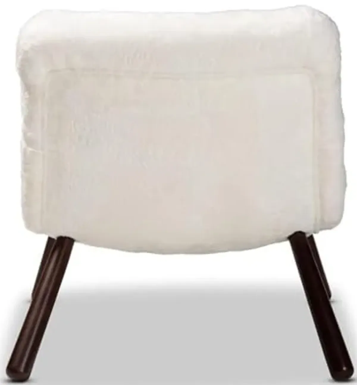 Baxton Studio Eisa Modern and Contemporary White Sherpa Upholstered and Walnut Brown Finished Wood Accent Chair