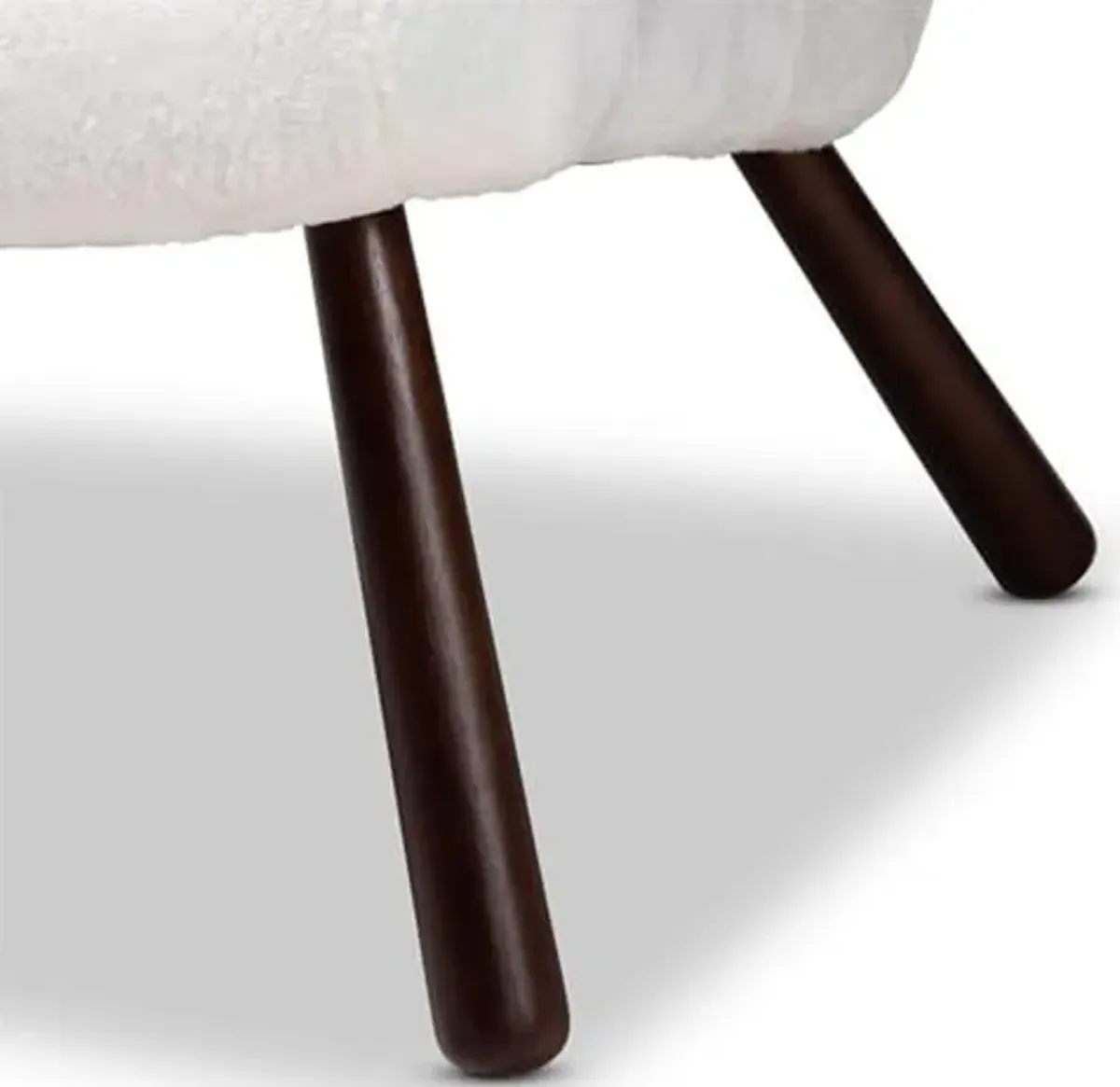 Baxton Studio Eisa Modern and Contemporary White Sherpa Upholstered and Walnut Brown Finished Wood Accent Chair