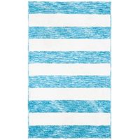 SAFAVIEH Easy Care Collection Machine Washable 2'3" x 4' Blue/Ivory ECR115M Stripe Entryway Living Room Foyer Bedroom Kitchen Accent Rug