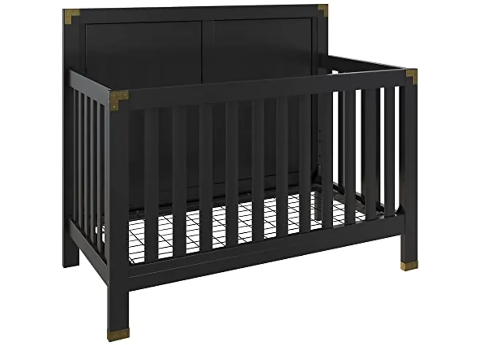 Baby Relax Miles 5-in-1 Convertible Crib, Solid Pine Wood, Black