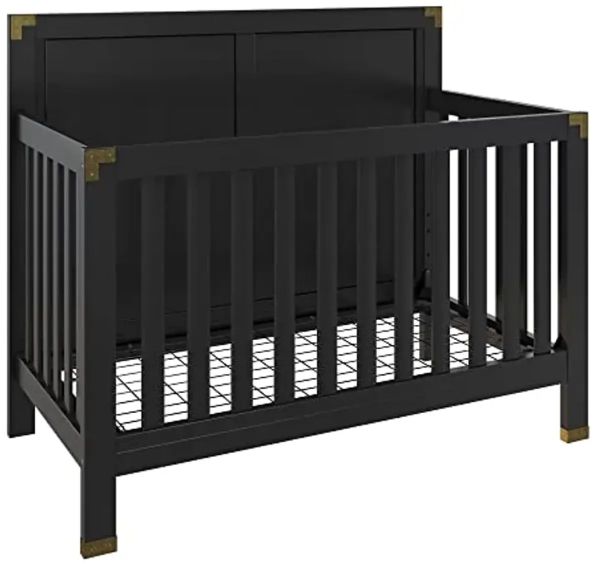 Baby Relax Miles 5-in-1 Convertible Crib, Solid Pine Wood, Black