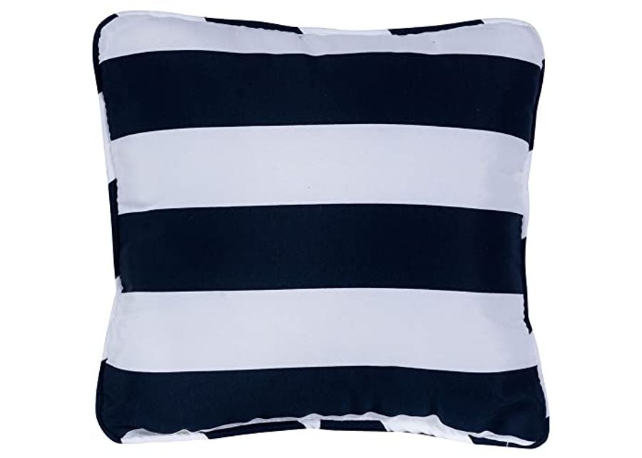 Hanover Stripe Indoor/Outdoor Throw, Decorative, Set of 1, HANTPSTRP-NVY, 1 Pillow, Navy/White