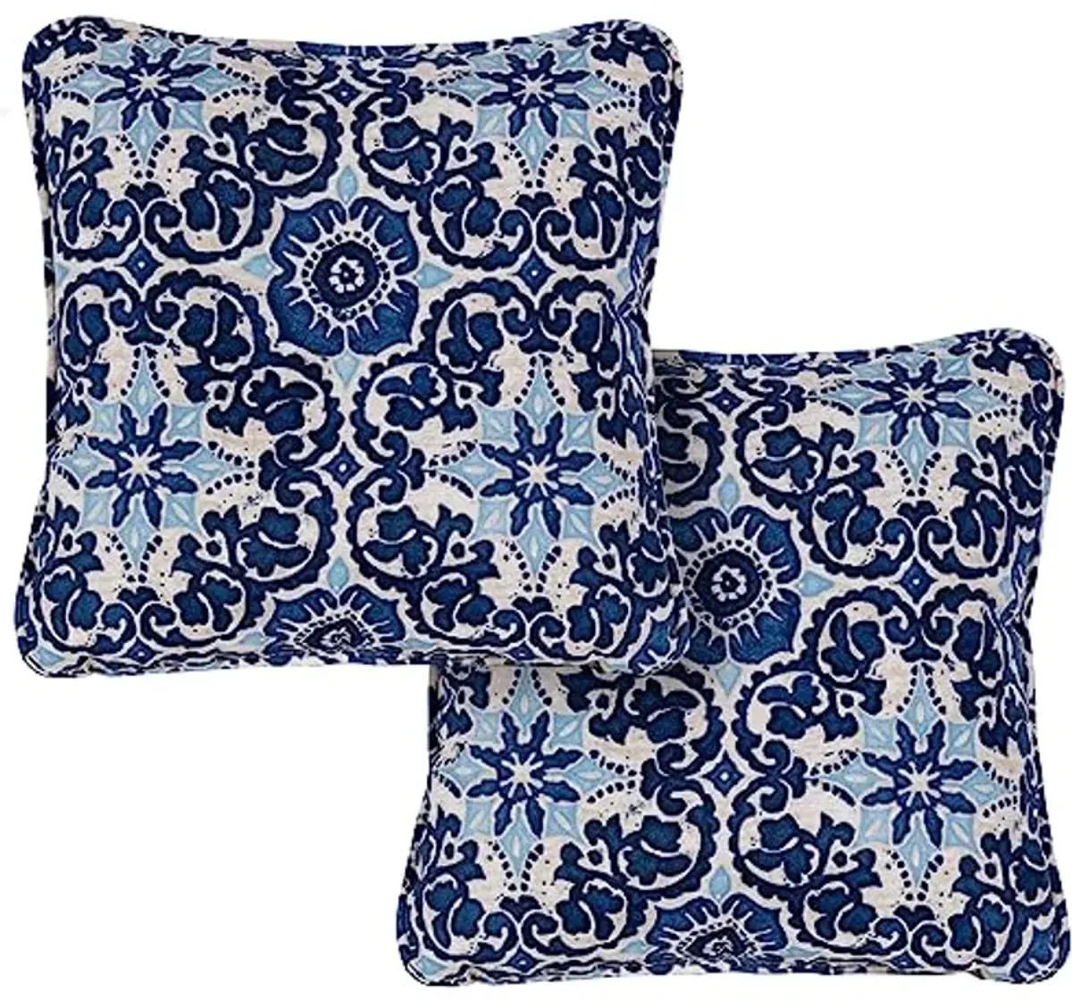 Hanover Medallion Indoor/Outdoor Throw Pillow, Decorative, Set of 2, Navy