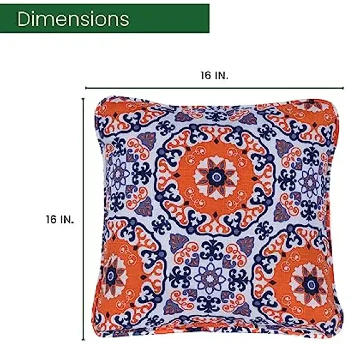Hanover Medallion Indoor/Outdoor Throw Pillow, Decorative, Set of 2, Orange/Blue
