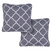 Hanover, Grey Lattice Indoor/Outdoor Throw Pillow, Decorative, Set of 2, 2 Count