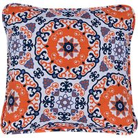 Hanover, Orange/Blue Medallion Indoor/Outdoor Throw Pillow, Decorative, Set of 1